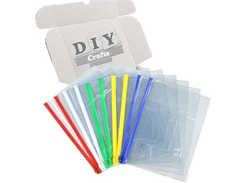 clear plastic zipper envelopes.